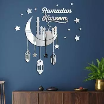 1 комплект, стикер на стену, креативный водонепроницаемый акриловый 3D фестивальный стикер, украшение комнаты для дома серебряный