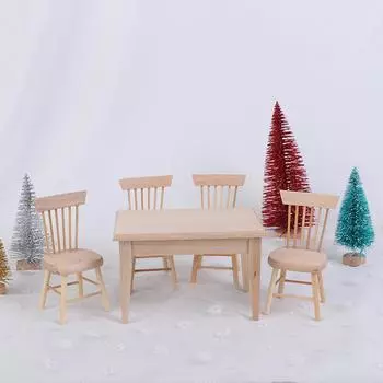 1 комплект стульев для обеденного стола, модель 1:12 игрушечных мини-игрушек из деревянной мебели для кукольного домика
