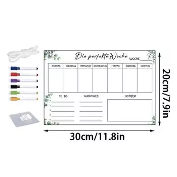 1 комплект сухостираемых еженедельных календарей, доска для планирования, акриловый еженедельный планировщик