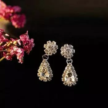 1 комплект свадебного ожерелья, серьги в форме капли воды, ювелирные изделия со стразами, сверкающий комплект ювелирных изделий в корейском стиле