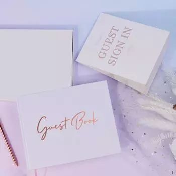 1 комплект свадебной гостевой книги с ручкой для карточек, приемов, детского душа, дня рождения розового золота