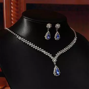 1 комплект свадебных ожерелий и сережек в форме капли воды, сверкающий комплект ювелирных изделий для свадебной вечеринки в подарок белый