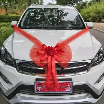 1 комплект свадебных украшений для автомобиля, искусственные цветы, вытягиваемые цветы, ленты для дверных ручек, шелковые цветы, принадлежности для вечеринок и фестивалей