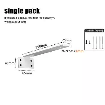 1 комплект сверхпрочных чугунных кронштейнов для полок, плавающие кронштейны для полок, толщина 4 мм, невидимые L-образные кронштейны для поддержки полок 8in White
