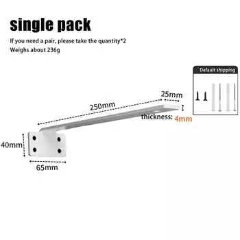 1 комплект сверхпрочных чугунных кронштейнов для полок, плавающие кронштейны для полок, толщина 4 мм, невидимые L-образные кронштейны для поддержки полок 10in White