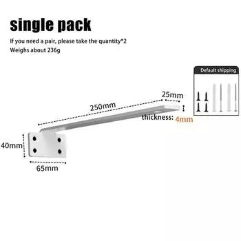 1 комплект сверхпрочных чугунных кронштейнов для полок, плавающие кронштейны для полок, толщина 4 мм, невидимые L-образные кронштейны для поддержки полок 10in White