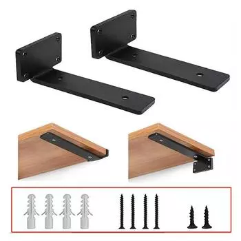 1 комплект сверхпрочных чугунных кронштейнов для полок, плавающие кронштейны для полок, толщина 4 мм, невидимые L-образные кронштейны для поддержки полок as the picture