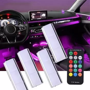 1 комплект светодиодных RGB лент для автомобиля с беспроводным пультом управления для внутреннего освещения