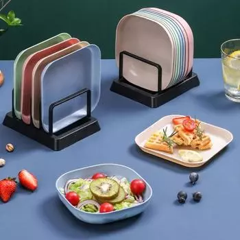 1 комплект тарелки с костями, штабелируемая, без заусенцев, упаковка с приподнятым дном, еда, не растрескивающаяся, фруктовый торт, закуски, десерт Square зелёный