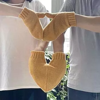 1 комплект теплых вязаных шерстяных перчаток для пары, толстый мягкий материал, варежки с сердечками для ежедневного ношения на открытом воздухе с любимыми кофейный