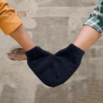 1 комплект теплых вязаных шерстяных перчаток для пары, толстый мягкий материал, варежки с сердечками для ежедневного ношения на открытом воздухе с любимыми чёрный