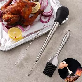 1 комплект теста для индейки с масляной щеткой и щеткой для чистки, пищевой кулинарный противень со съемной круглой лампочкой для капель масла, обжарки глазури