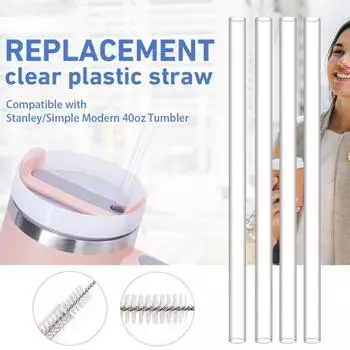 1 комплект трубочек для питья с чистящими щеточками, пищевой класс, не содержит BPA, термостойкая многоразовая чашка для воды, набор прозрачных соломинок Sets