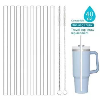 1 комплект трубочек для питья с чистящими щеточками, пищевой класс, не содержит BPA, термостойкая многоразовая чашка для воды, набор прозрачных соломинок Sets