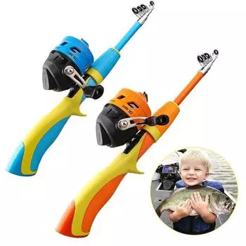 1 комплект удочек 1,3 м с катушкой, плоскогубцами, сумочкой, мини-телескопическими короткими A синий