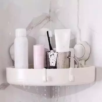 1 комплект угловой стойки для хранения, удобный прочный дизайн на присоске, угловой ящик для хранения душа для домашней ванной комнаты белый