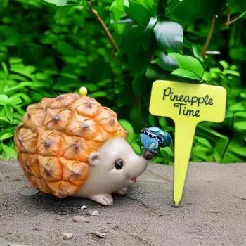 1 комплект, украшение в виде ежа, изысканная смоляная фигурка ежа в форме ананаса для дома, уличные садовые украшения оранжевый
