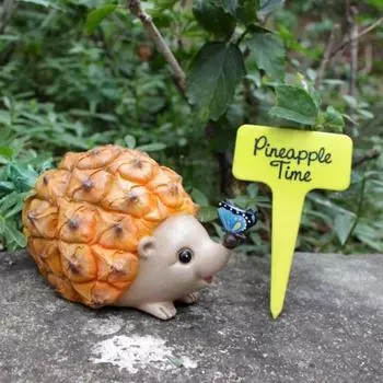 1 комплект, украшение в виде ежа, изысканная смоляная фигурка ежа в форме ананаса для дома, уличные садовые украшения оранжевый