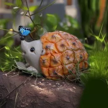 1 комплект, украшение в виде ежа, изысканная смоляная фигурка ежа в форме ананаса для дома, уличные садовые украшения оранжевый