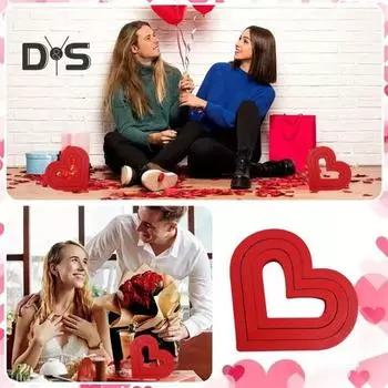 1 комплект украшений в виде сердечек ко Дню святого Валентина, сделай сам, съемная деревянная фигурка в форме красного сердца, статуэтка, скульптура, украшение для домашнего офиса и рабочего стола красный