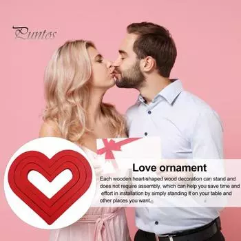 1 комплект украшений в виде сердечек ко Дню святого Валентина, сделай сам, съемная деревянная фигурка в форме красного сердца, статуэтка, скульптура, украшение для домашнего офиса и рабочего стола красный
