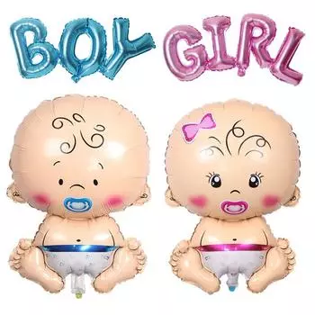 1 комплект, украшения для детского душа, воздушный шар с надписью для мальчика или девочки с мультяшным детским фольгированным шаром на день рождения, украшения для вечеринки с указанием пола ребенка Boy Kit