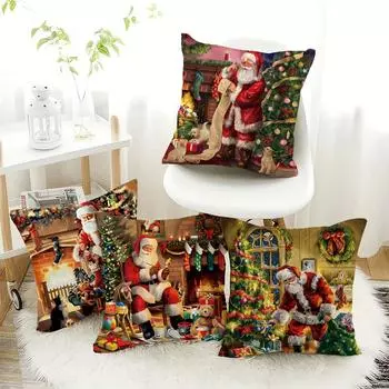 1 комплект ультрамягких плюшевых рождественских наволочек - праздничный дизайн красного и зеленого цвета с застежкой-молнией, идеально подходит для домашнего декора 45x45cm