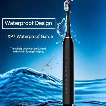 1 комплект ультразвуковой электрической зубной щетки Black Series Ultra Whitening — 8 насадок и ультразвуковая зубная щетка с перезаряжаемой USB-зарядкой — 420000 В