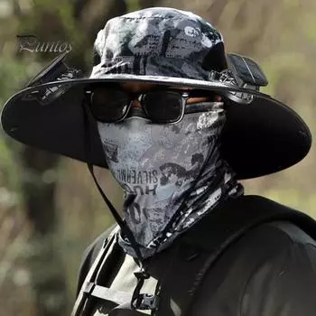 1 комплект уличной солнцезащитной шляпы с 2 вентиляторами, ветрозащитный ремешок с большими полями, солнечная зарядка или зарядка через USB, защита от УФ-солнца, отличная воздухопроницаемость, рыбалка на открытом воздухе, кемпинг A