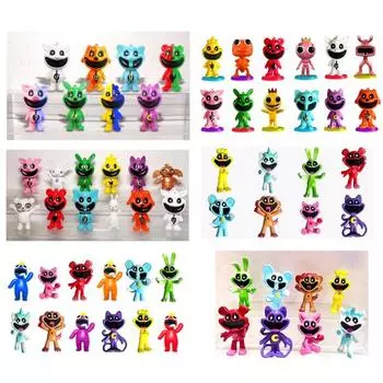 1 комплект, улыбающаяся фигурка животного, ПВХ, ужас, большой рот, кошка, кролик, слон, собака, фигурка, игрушка, статуя, украшение для рабочего стола, детский игровой вентилятор, подарок B