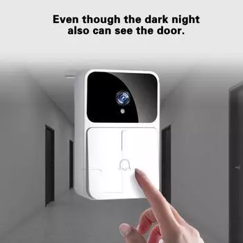 1 комплект, умный Wi-Fi видеодверной звонок с ночным видением, перезаряжаемый звонок, фотозапись, беспроводной дверной звонок для домашней безопасности белый
