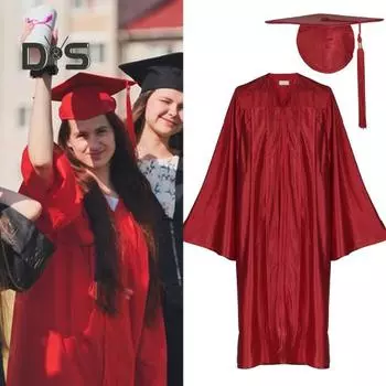 1 комплект, унисекс, выпускной халат, шапка, передняя молния, свободный V-образный вырез, свободная кисточка, бирка на год, колледж, бакалавр, доктор, магистр, выпускная церемония, кепка M темно-зеленого