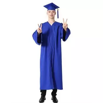 1 комплект, унисекс, выпускной халат, шляпа, комплект с застежкой-молнией спереди, свободная кисточка, 2024 год, бирка для колледжа, бакалавр, доктор, магистр, выпускное платье, кепка, комплект с кисточками XS