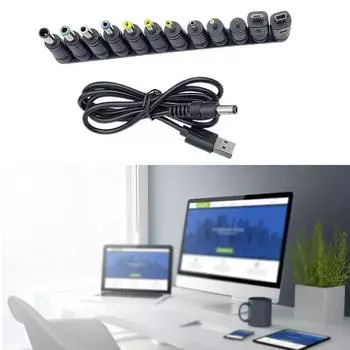 1 комплект USB-кабеля для зарядки 5,5x2,1 мм 5 В с 12 адаптерами для динамиков, концентраторов, разветвителей, настольных ламп, различных устройств