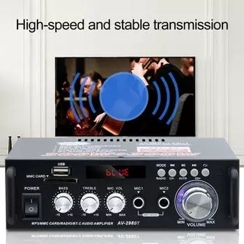 1 комплект усилителя мощности, Bluetooth-совместимый, 2,0 канала, 60 Втx2, USB/SD/RCA/MIC/FM вход, Hi-Fi 300 Вт, пиковый усилитель звука, поставка для дома EU