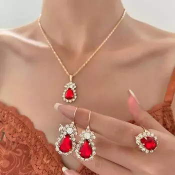 1 комплект ювелирных изделий комплект из серег со стразами ожерелье цветовое соответствие регулируемая длина полированный выпускной белый