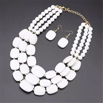 1 комплект ювелирных изделий Подарочные серьги из бисера Многослойное ожерелье в стиле бохо Заявление Нагрудник Красочные Женские Массивные Простые 42cm красный