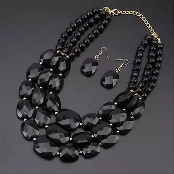 1 комплект ювелирных изделий в стиле бохо, подарочные бисерные многослойные нагрудники, женское массивное ожерелье, серьги, простые, красочные 42cm красный