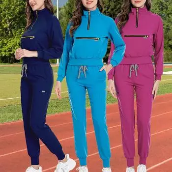 1 комплект V-образный вырез свободный медицинский больничный доктор осень зима длинный рукав одежда топы L