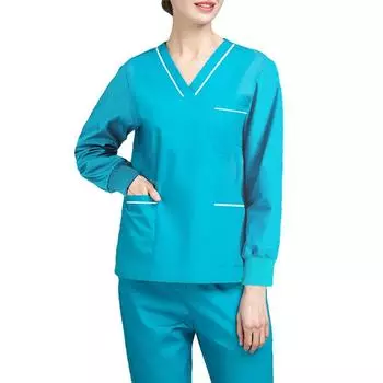 1 комплект V-образный вырез свободный медицинский больничный доктор осень зима длинный рукав одежда топы M