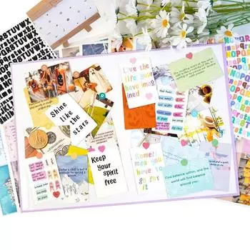 1 комплект Vision Board Kit Manifestation Journal с 270 карточками-наклейками для дома и школы, персонализированные фиолетовый