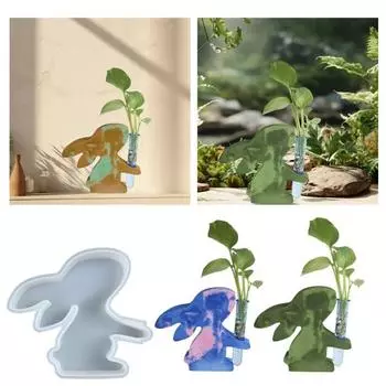 1 комплект вазы для цветов в виде кролика с 3 пробирками для гидропонных растений, станция для размножения растений в виде пасхального кролика, эпоксидная смола, литье, силиконовая форма Sets