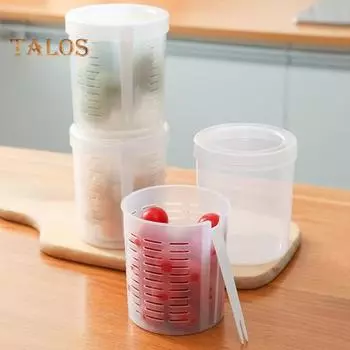 1 комплект ведра для хранения в холодильнике, встроенная вилка, сохраняющая свежесть, портативная прочная коробка для слива еды с луком и фруктами для кемпинга белый