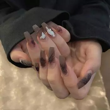 1 комплект великолепных ультратонких 2 цветов накладных ногтей с полным покрытием, накладной дизайн маникюра для маникюрного салона