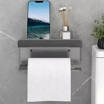 1 комплект вешалки для бумажных полотенец, простая установка, настенный держатель для туалетной бумаги из углеродистой стали с полкой для домашней ванной комнаты серый