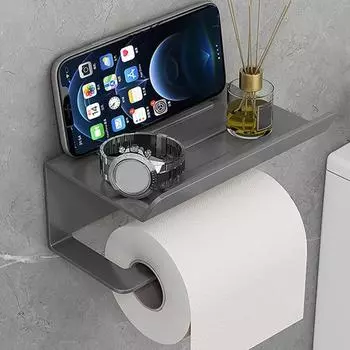 1 комплект вешалки для бумажных полотенец, простая установка, настенный держатель для туалетной бумаги из углеродистой стали с полкой для домашней ванной комнаты чёрный