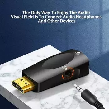 1 комплект видеоконвертера, репликация/расширение видео, 1080P, HDMI-совместимый выход без потерь, двойной преобразователь сигналов VGA, компьютер чёрный