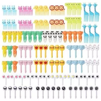 1 комплект, вилка для фруктов, небьющаяся, нескользящая, не царапается, декоративная, очаровательная, креативная, с героями мультфильмов, для детей, милый бенто 18pcs