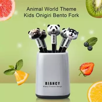 1 комплект вилки для фруктов с коробкой для хранения, мультяшная форма из нержавеющей стали, тема животного мира, детский десерт I