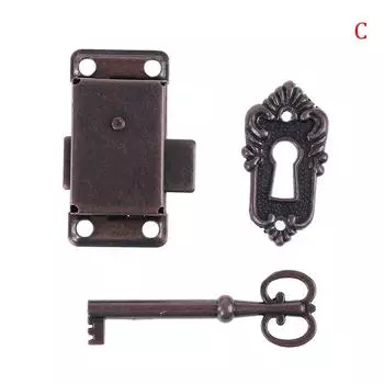 1 комплект винтажного замка для шкафа, старинный бронзовый навесной замок, замок с крючком, старинные защелки